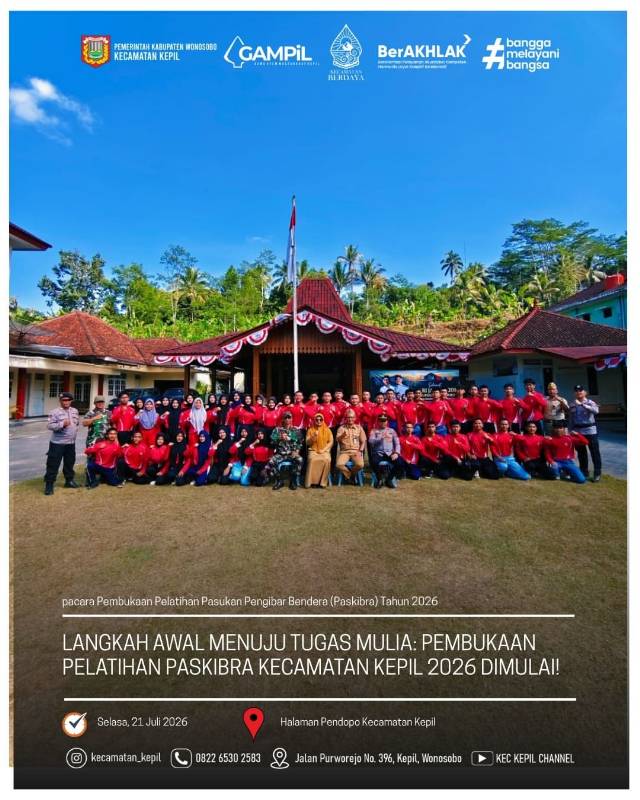 Langkah Awal Menuju Tugas Mulia : Pembukaan Pelatihan Paskibra Kecamatan Kepil 2026 Dimuali!